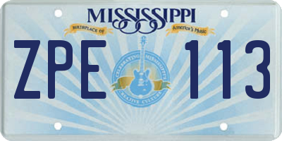 MS license plate ZPE113
