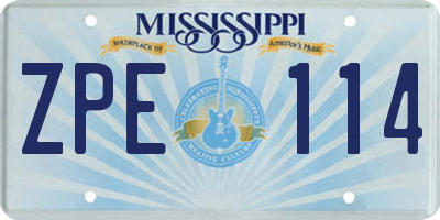 MS license plate ZPE114