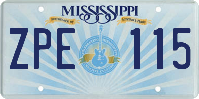 MS license plate ZPE115