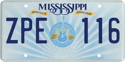 MS license plate ZPE116