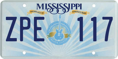 MS license plate ZPE117