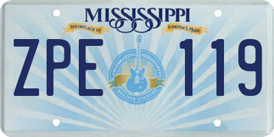 MS license plate ZPE119