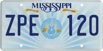 MS license plate ZPE120