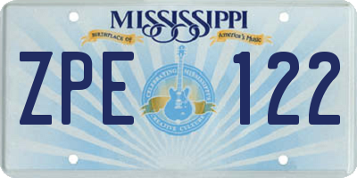 MS license plate ZPE122