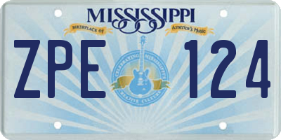 MS license plate ZPE124