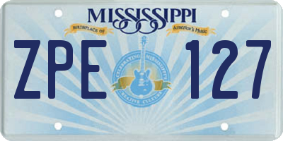MS license plate ZPE127