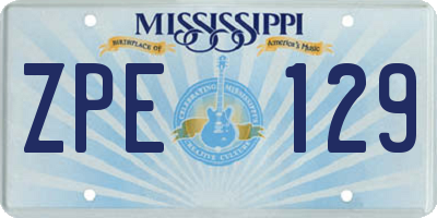 MS license plate ZPE129