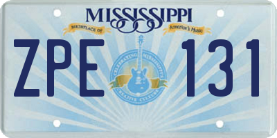 MS license plate ZPE131