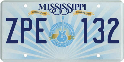 MS license plate ZPE132