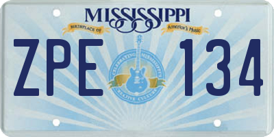 MS license plate ZPE134