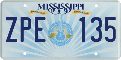 MS license plate ZPE135