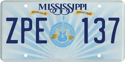 MS license plate ZPE137