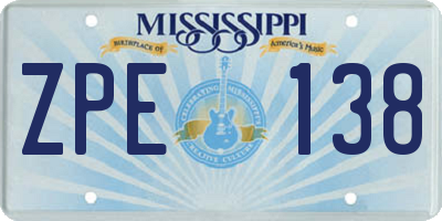 MS license plate ZPE138