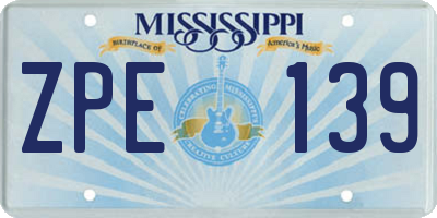 MS license plate ZPE139