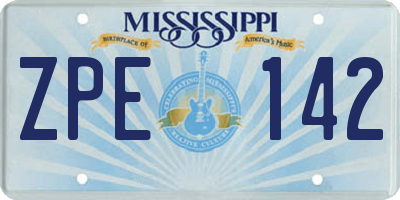 MS license plate ZPE142