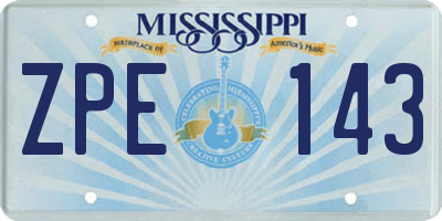 MS license plate ZPE143