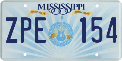 MS license plate ZPE154