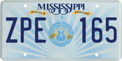 MS license plate ZPE165