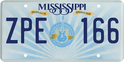 MS license plate ZPE166