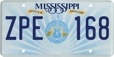 MS license plate ZPE168