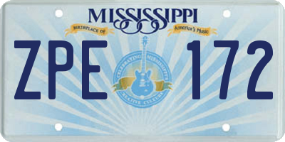 MS license plate ZPE172