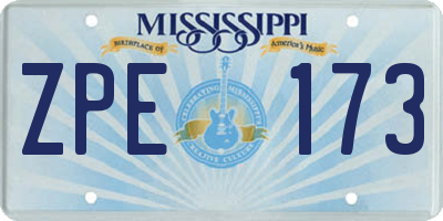 MS license plate ZPE173