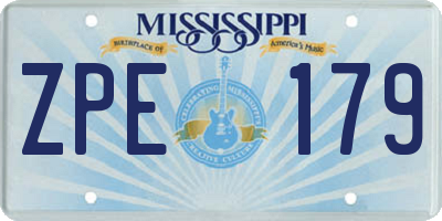 MS license plate ZPE179