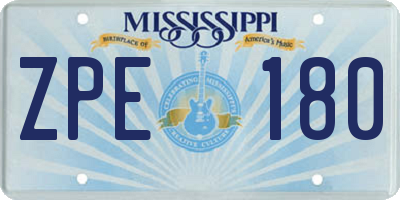 MS license plate ZPE180