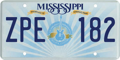 MS license plate ZPE182