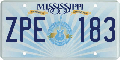 MS license plate ZPE183