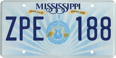 MS license plate ZPE188