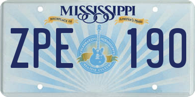 MS license plate ZPE190