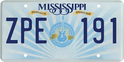 MS license plate ZPE191
