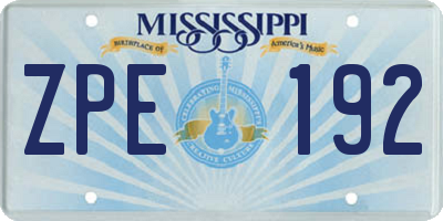 MS license plate ZPE192