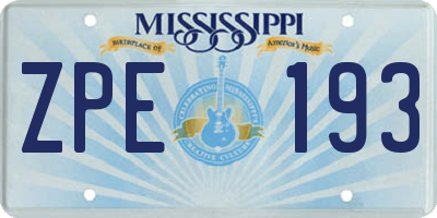 MS license plate ZPE193