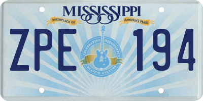 MS license plate ZPE194