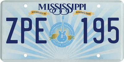 MS license plate ZPE195