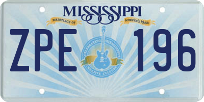 MS license plate ZPE196