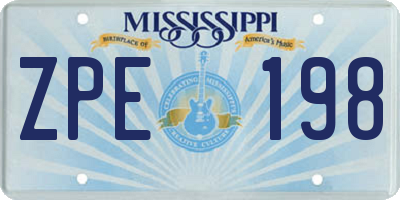 MS license plate ZPE198