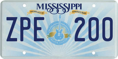 MS license plate ZPE200