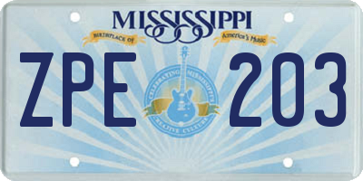 MS license plate ZPE203