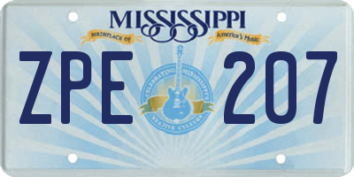 MS license plate ZPE207