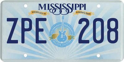 MS license plate ZPE208