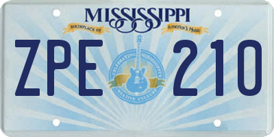 MS license plate ZPE210