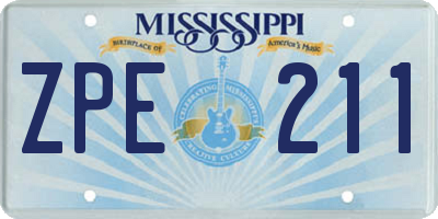 MS license plate ZPE211