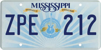 MS license plate ZPE212