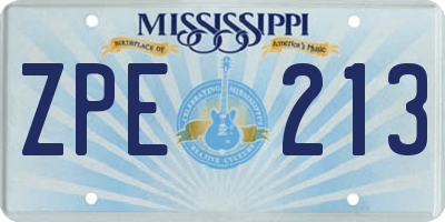 MS license plate ZPE213