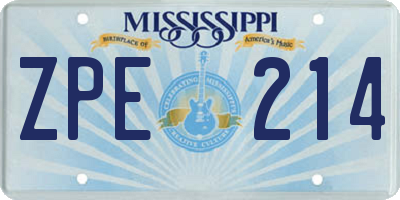 MS license plate ZPE214