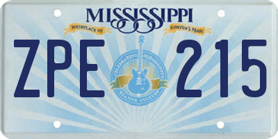 MS license plate ZPE215