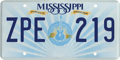 MS license plate ZPE219